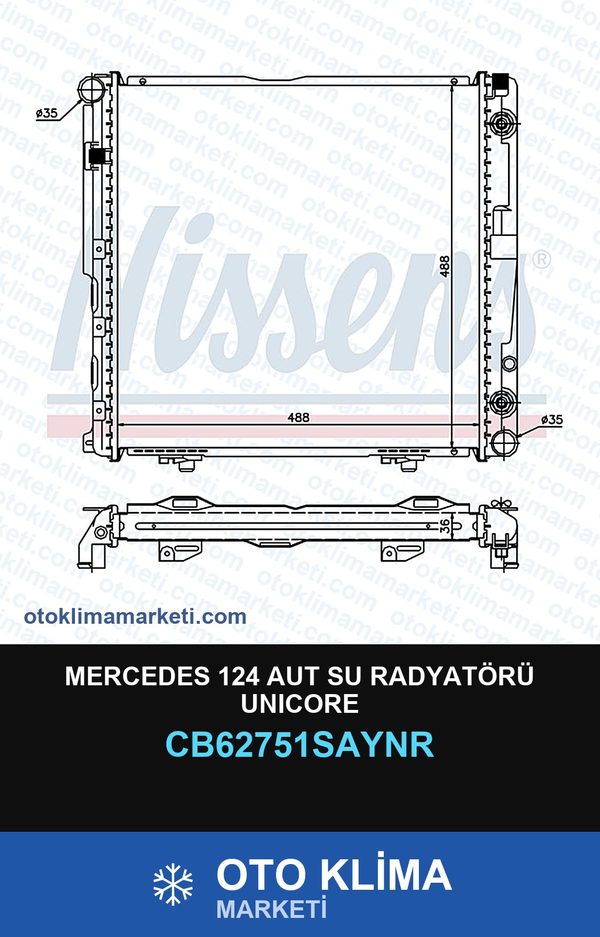 Mercedes 124 Aut Su Radyatörü Unicore — SU RADYATÖRÜ — UNICORE marka — Uyumlu: MERCEDES BENZ