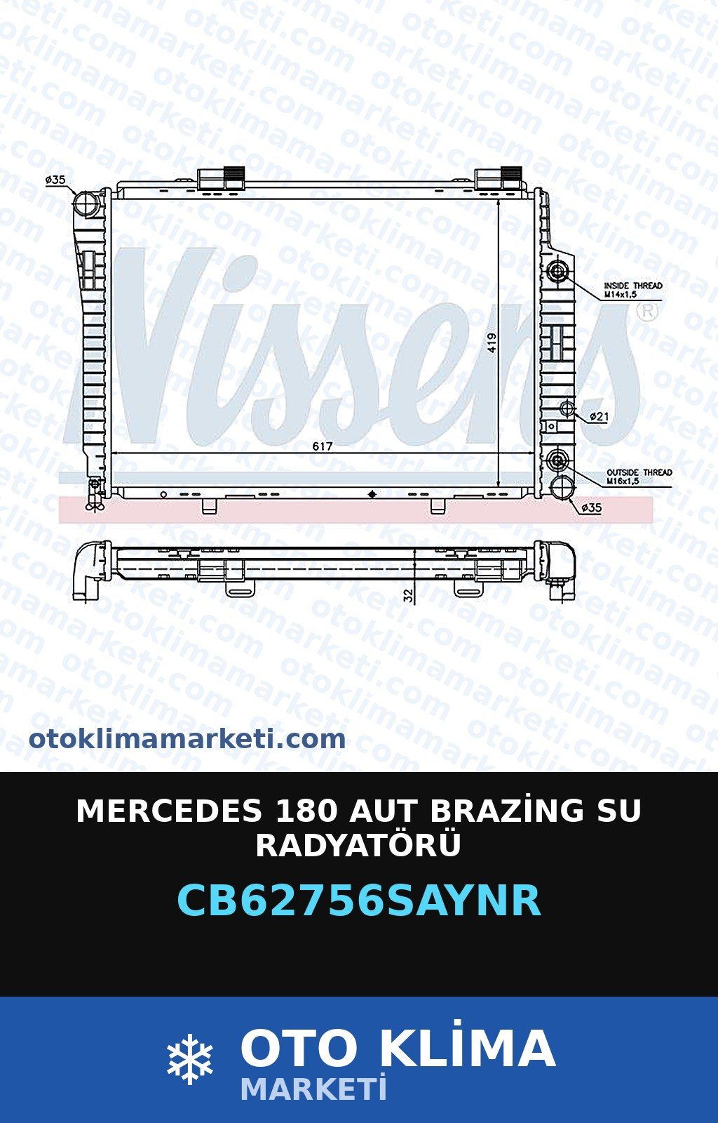 Mercedes 180 Aut Brazing Su Radyatörü — SU RADYATÖRÜ — UNICORE marka — Uyumlu: MERCEDES BENZ