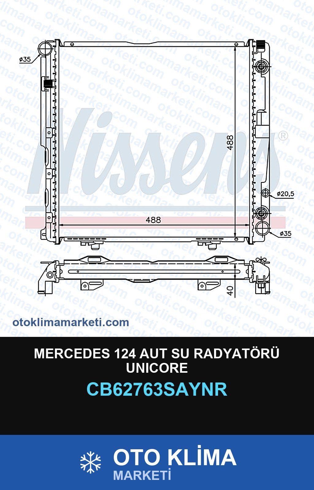 Mercedes 124 Aut Su Radyatörü Unicore — SU RADYATÖRÜ — UNICORE marka — Uyumlu: MERCEDES BENZ