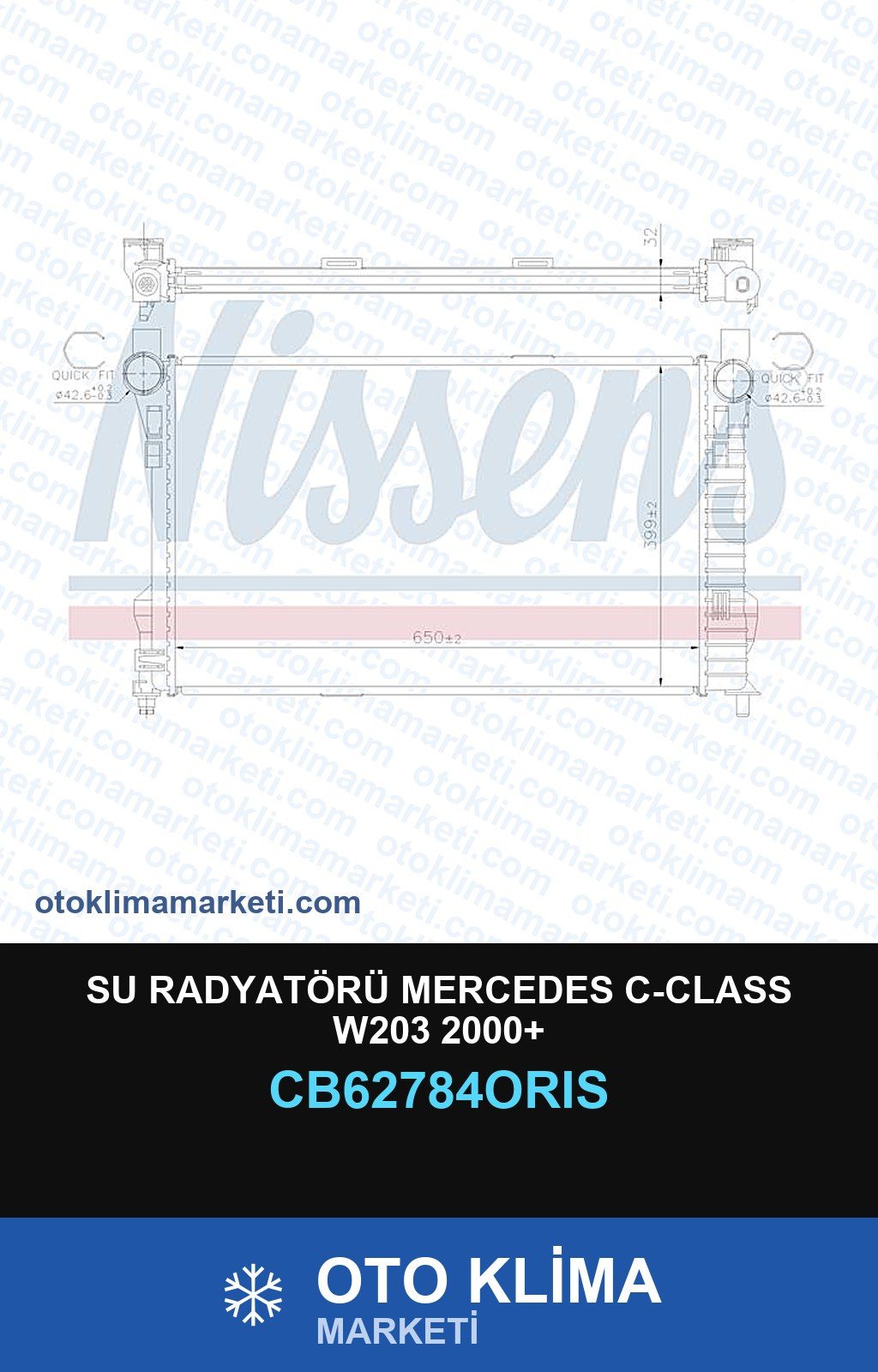 Su Radyatörü Mercedes C-Class W203 2000+ — SU RADYATÖRÜ — ORİS marka — Uyumlu: MERCEDES BENZ