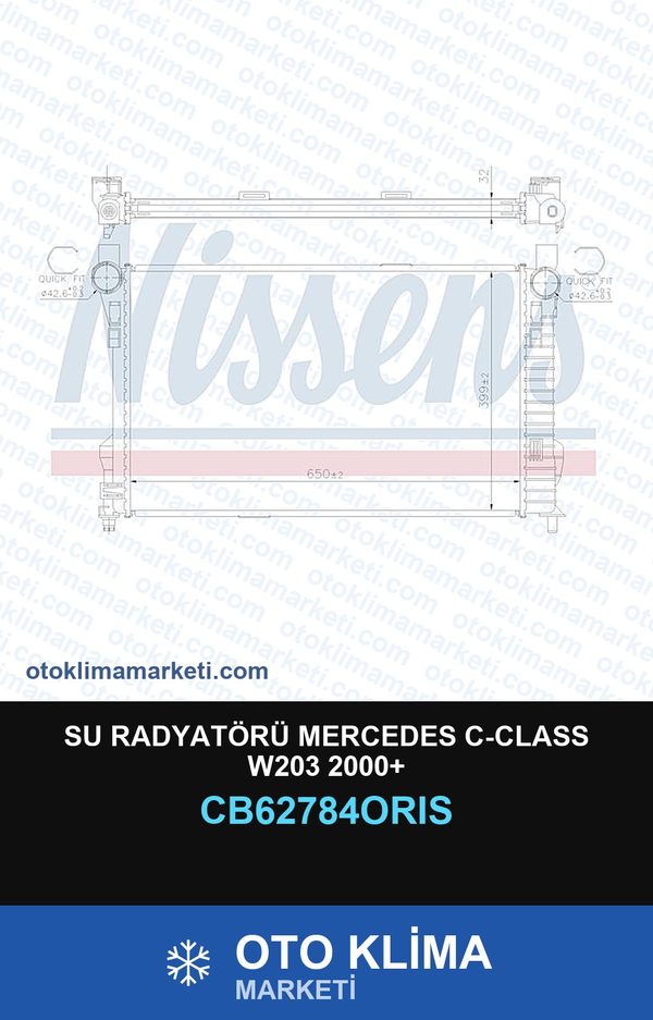 Su Radyatörü Mercedes C-Class W203 2000+ — SU RADYATÖRÜ — ORİS marka — Uyumlu: MERCEDES BENZ