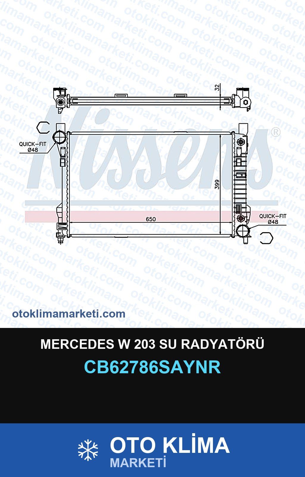 Mercedes W 203 Su Radyatörü — SU RADYATÖRÜ — UNICORE marka — Uyumlu: MERCEDES BENZ