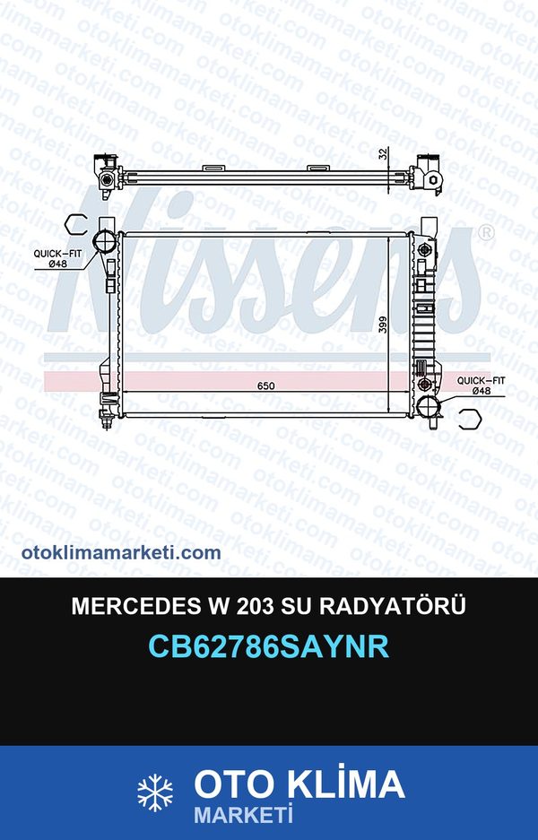 Mercedes W 203 Su Radyatörü — SU RADYATÖRÜ — UNICORE marka — Uyumlu: MERCEDES BENZ