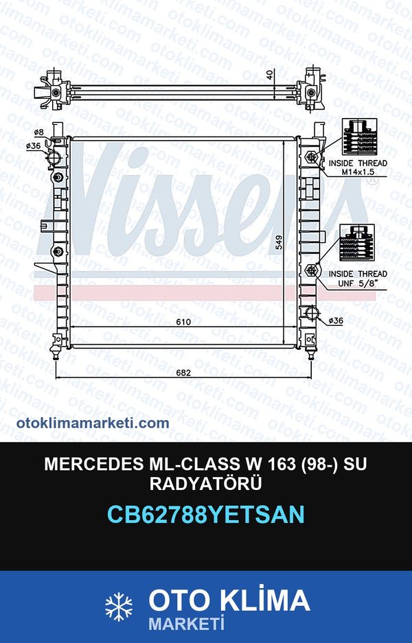 Mercedes ML-Class W 163 (98-) Su Radyatörü — SU RADYATÖRÜ — YETSAN marka — Uyumlu: MERCEDES BENZ