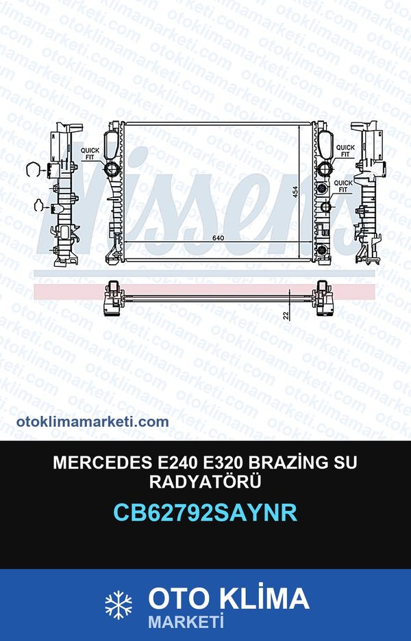 Mercedes E240 E320 Brazing Su Radyatörü — SU RADYATÖRÜ — UNICORE marka — Uyumlu: MERCEDES BENZ