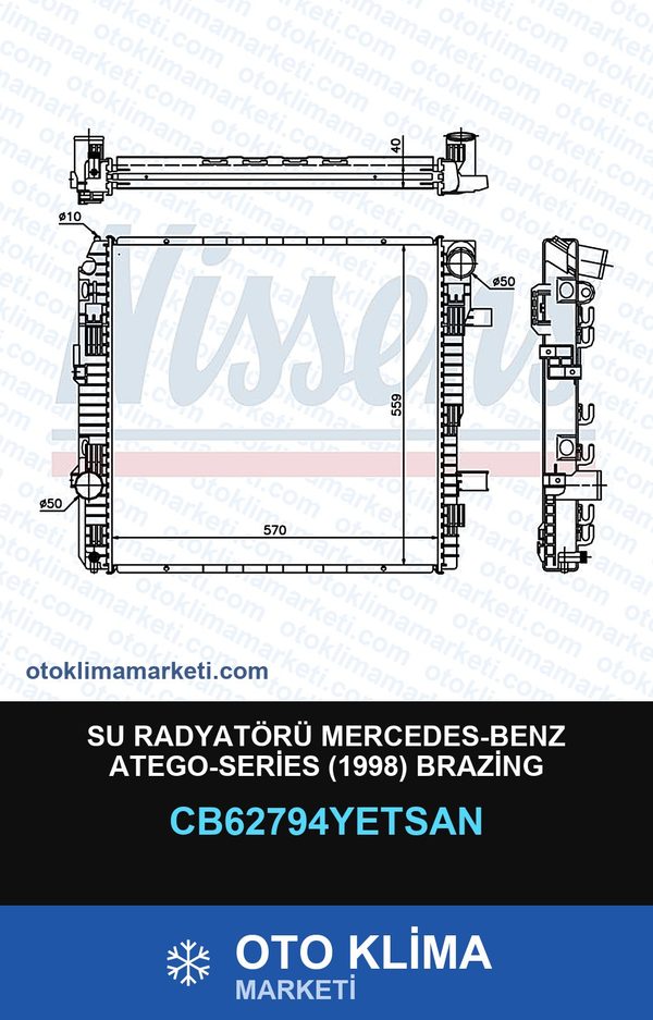 Su Radyatörü Mercedes-Benz Atego-Series (1998) Brazing — SU RADYATÖRÜ — YETSAN marka — Uyumlu: MERCEDES BENZ