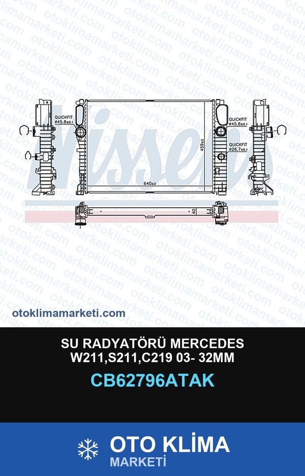 Su Radyatörü Mercedes W211,S211,C219 03- 32MM — SU RADYATÖRÜ — VEKA marka — Uyumlu: MERCEDES BENZ