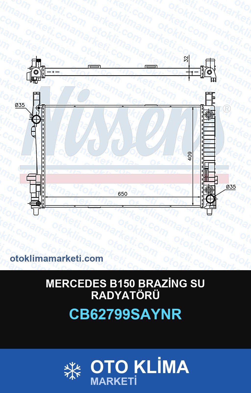 Mercedes B150 Brazing Su Radyatörü — SU RADYATÖRÜ — UNICORE marka — Uyumlu: MERCEDES BENZ