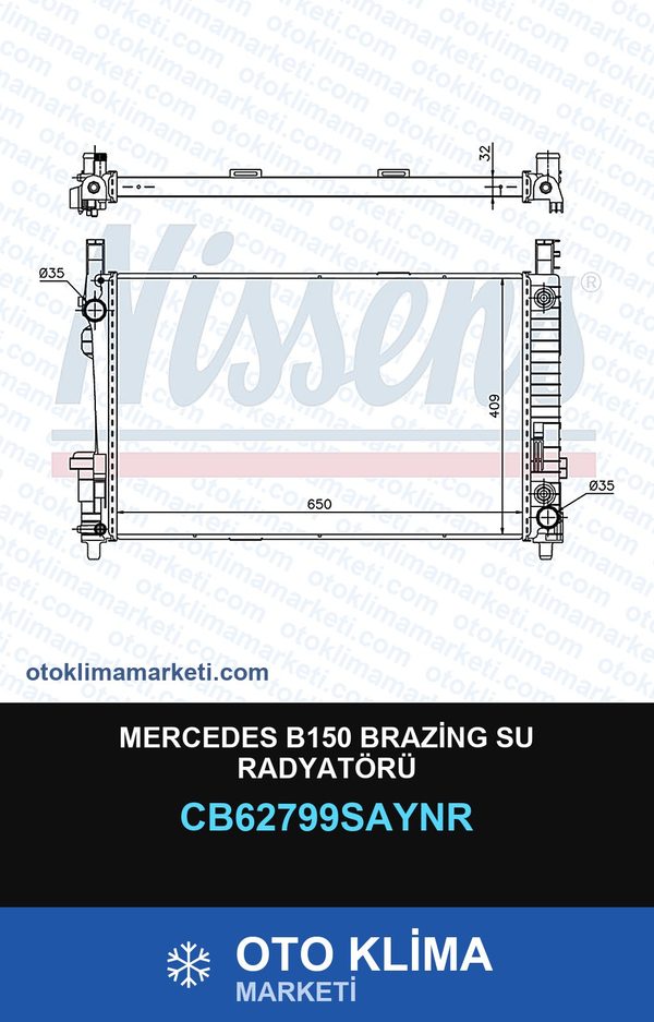 Mercedes B150 Brazing Su Radyatörü — SU RADYATÖRÜ — UNICORE marka — Uyumlu: MERCEDES BENZ