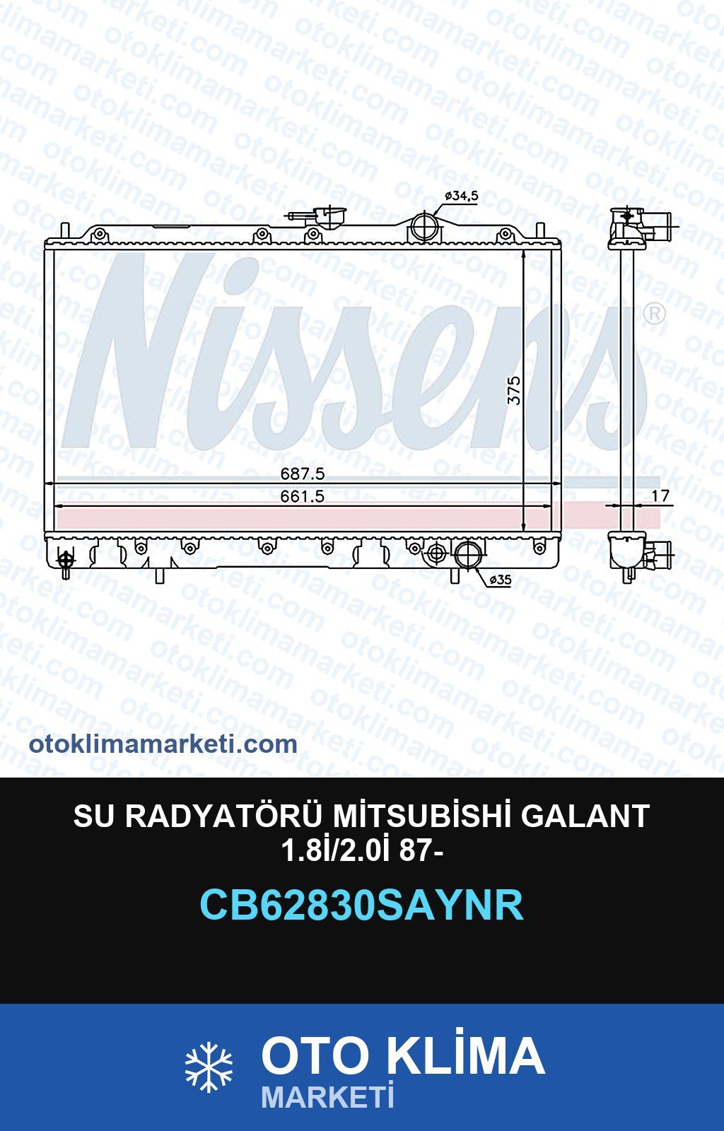 Su Radyatörü Mitsubishi Galant 1.8İ/2.0İ 87- — SU RADYATÖRÜ — UNICORE marka — Uyumlu: MITSUBISHI