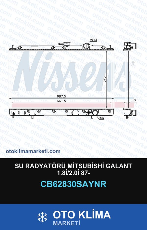 Su Radyatörü Mitsubishi Galant 1.8İ/2.0İ 87- — SU RADYATÖRÜ — UNICORE marka — Uyumlu: MITSUBISHI