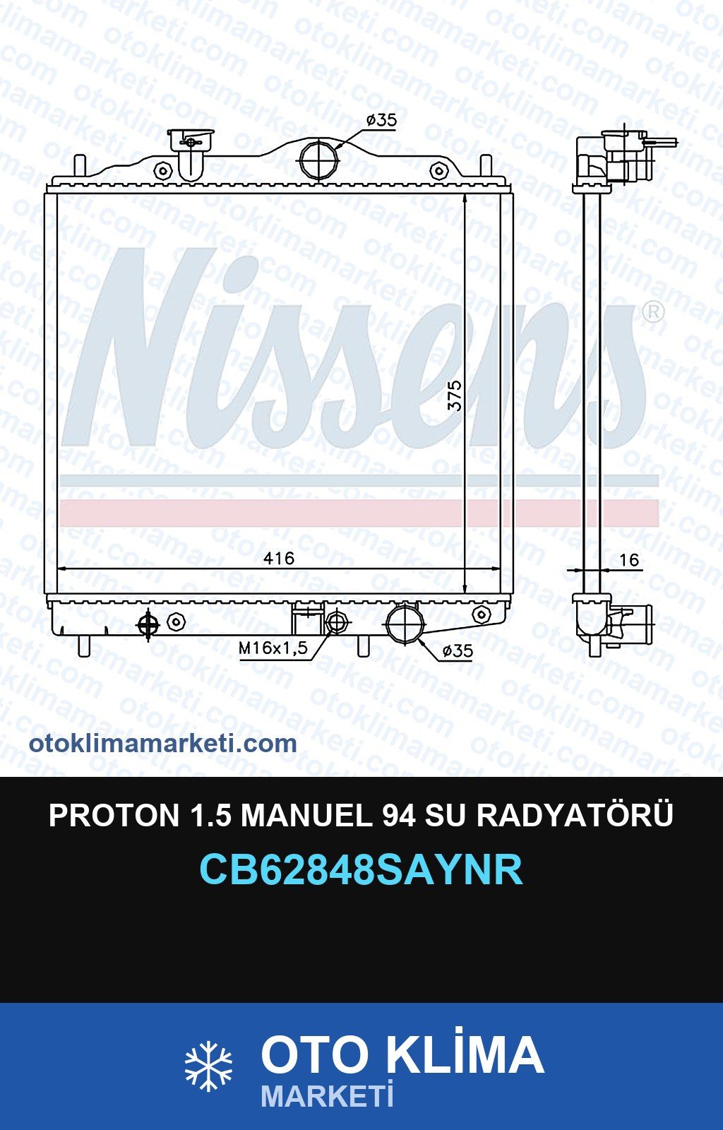 Proton 1.5 Manuel 94 Su Radyatörü — SU RADYATÖRÜ — UNICORE marka — Uyumlu: PROTON