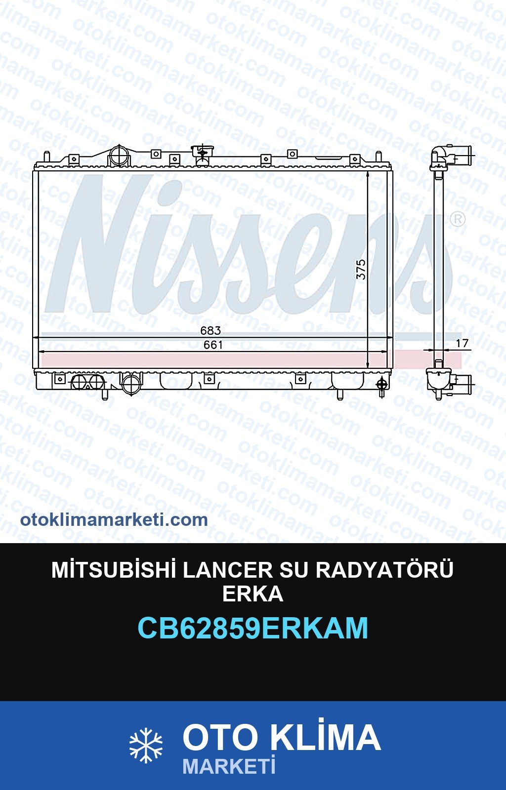 Mitsubishi Lancer Su Radyatörü Erka — SU RADYATÖRÜ — ERKA marka — Uyumlu: MITSUBISHI
