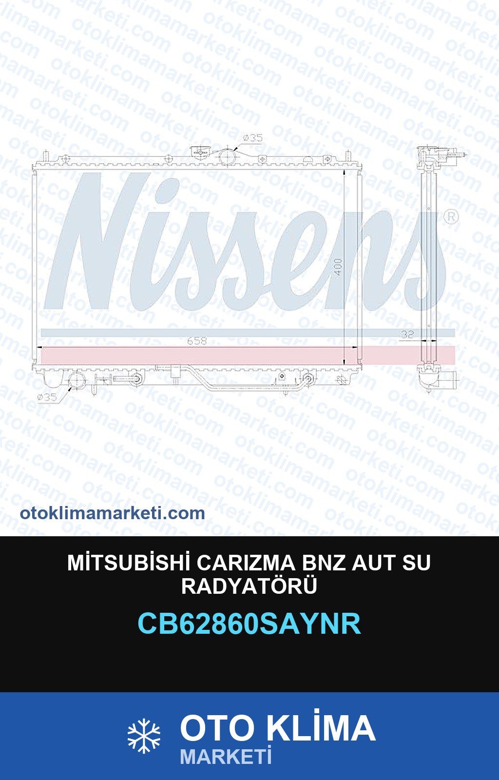 Mitsubishi Carızma Bnz Aut Su Radyatörü — SU RADYATÖRÜ — UNICORE marka — Uyumlu: MITSUBISHI