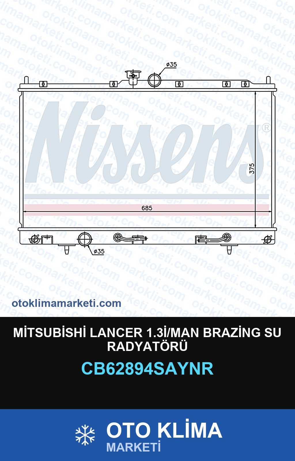 Mitsubishi Lancer 1.3İ/MAN Brazing Su Radyatörü — SU RADYATÖRÜ — UNICORE marka — Uyumlu: MAN, MITSUBISHI