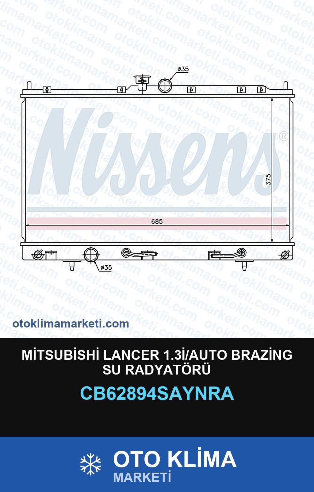 Mitsubishi Lancer 1.3İ/Auto Brazing Su Radyatörü — SU RADYATÖRÜ — UNICORE marka — Uyumlu: MITSUBISHI