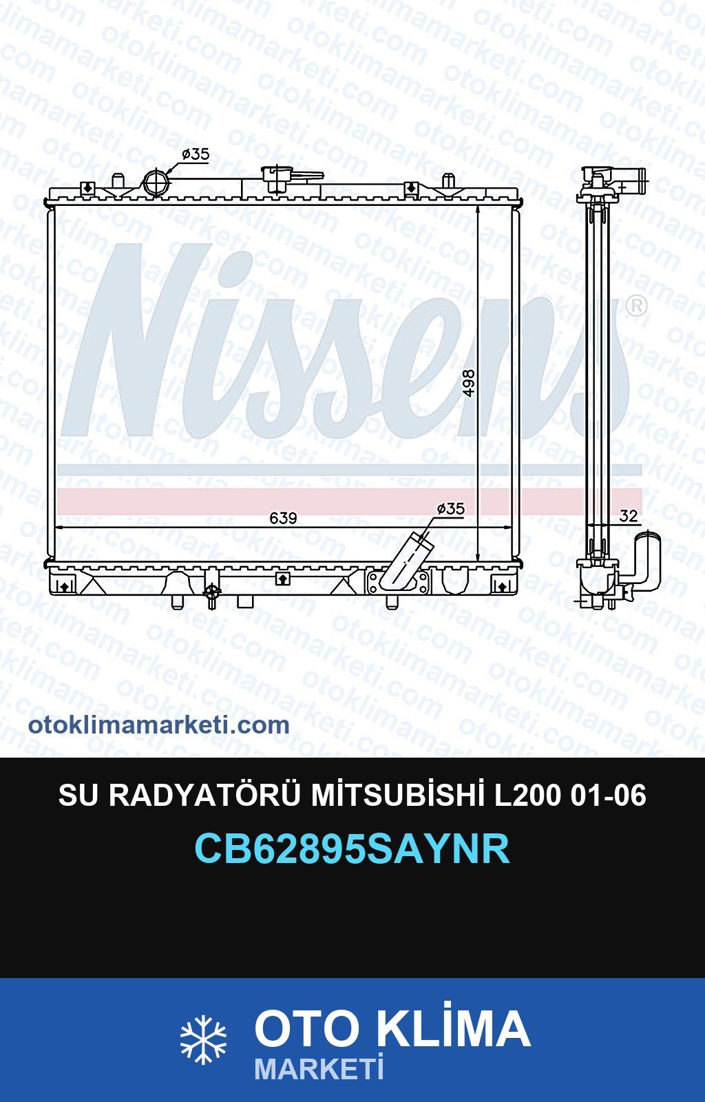 Su Radyatörü Mitsubishi L200 01-06 — SU RADYATÖRÜ — UNICORE marka — Uyumlu: MITSUBISHI