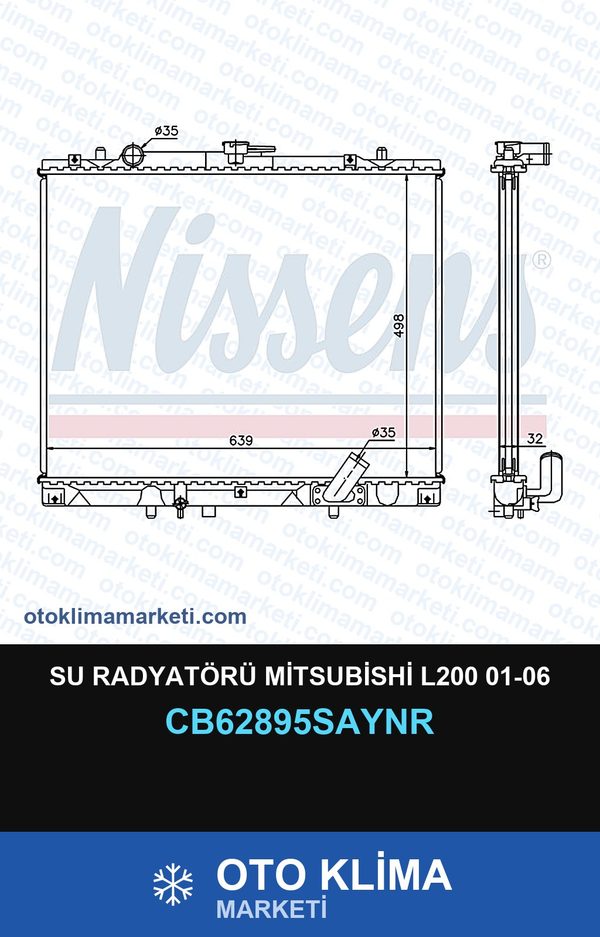 Su Radyatörü Mitsubishi L200 01-06 — SU RADYATÖRÜ — UNICORE marka — Uyumlu: MITSUBISHI