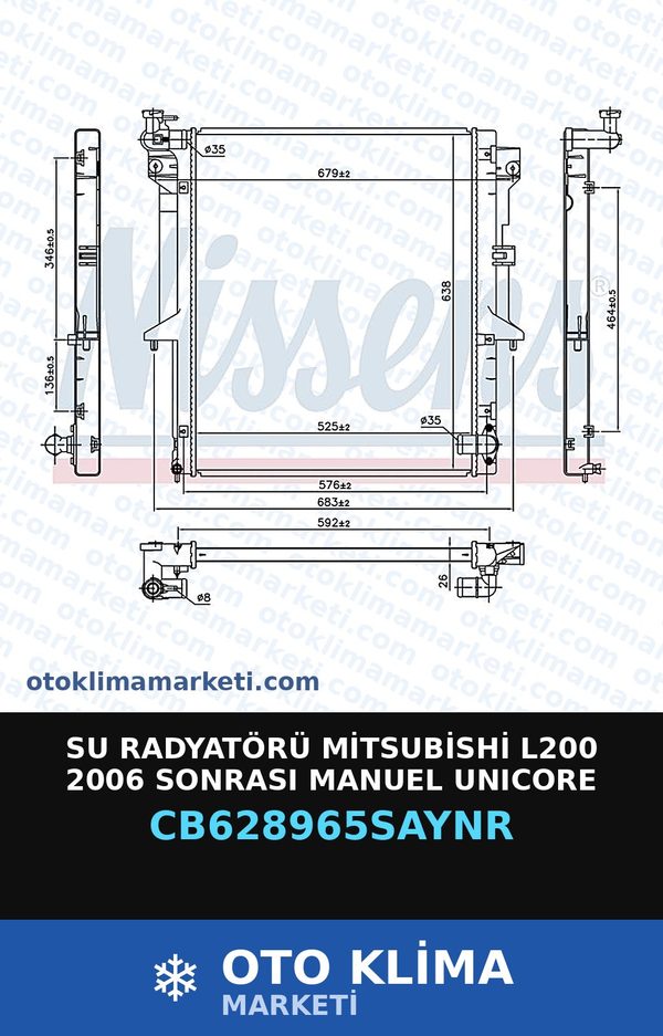 Su Radyatörü Mitsubishi L200 2006 Sonrası Manuel Unicore — SU RADYATÖRÜ — UNICORE marka — Uyumlu: MITSUBISHI