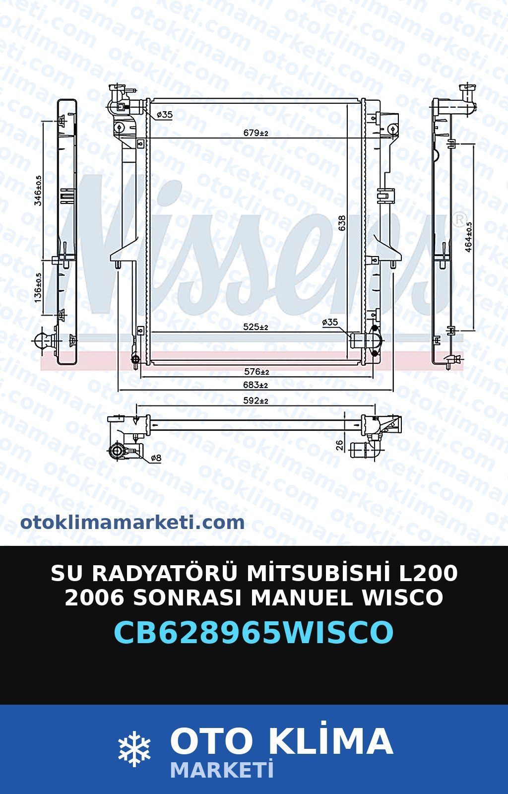 Su Radyatörü Mitsubishi L200 2006 Sonrası Manuel Wisco — SU RADYATÖRÜ — WISCO marka — Uyumlu: MITSUBISHI
