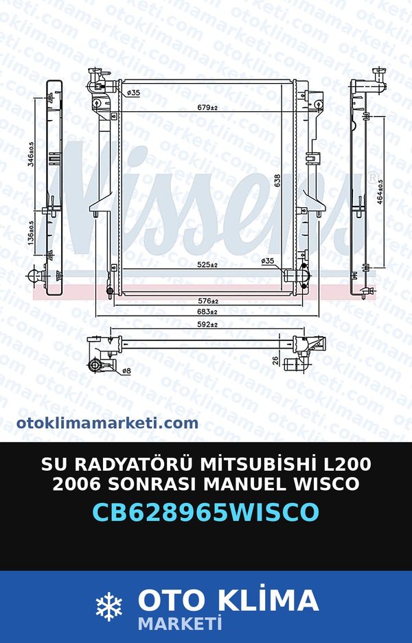 Su Radyatörü Mitsubishi L200 2006 Sonrası Manuel Wisco — SU RADYATÖRÜ — WISCO marka — Uyumlu: MITSUBISHI