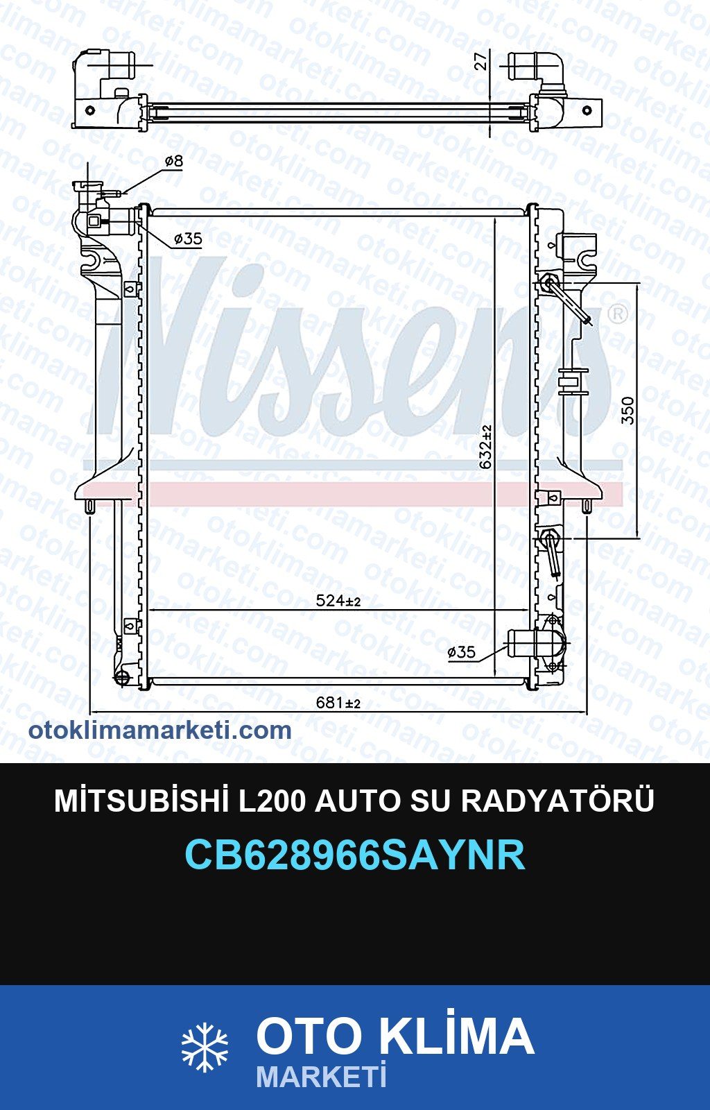 Mitsubishi L200 Auto Su Radyatörü — SU RADYATÖRÜ — UNICORE marka — Uyumlu: MITSUBISHI