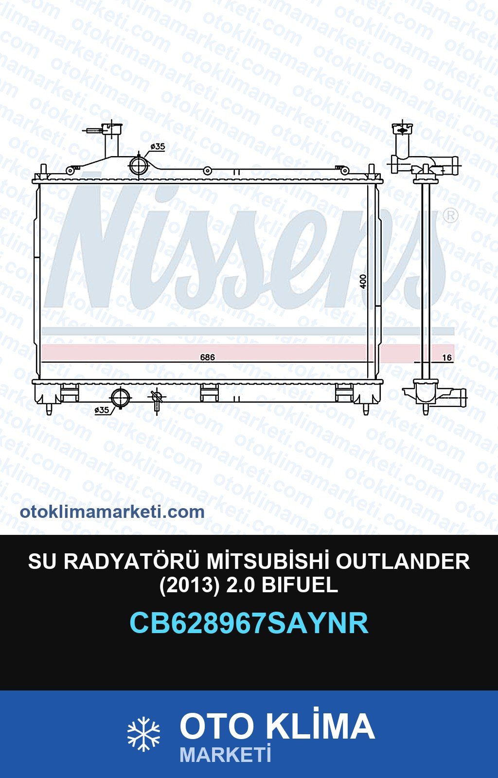 Su Radyatörü Mitsubishi Outlander (2013) 2.0 Bıfuel — SU RADYATÖRÜ — UNICORE marka — Uyumlu: MITSUBISHI