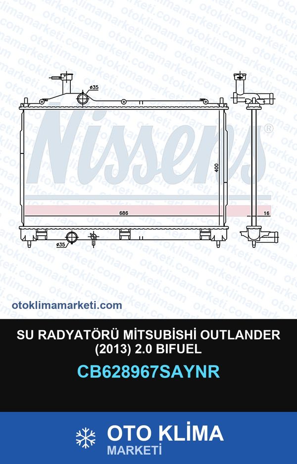 Su Radyatörü Mitsubishi Outlander (2013) 2.0 Bıfuel — SU RADYATÖRÜ — UNICORE marka — Uyumlu: MITSUBISHI