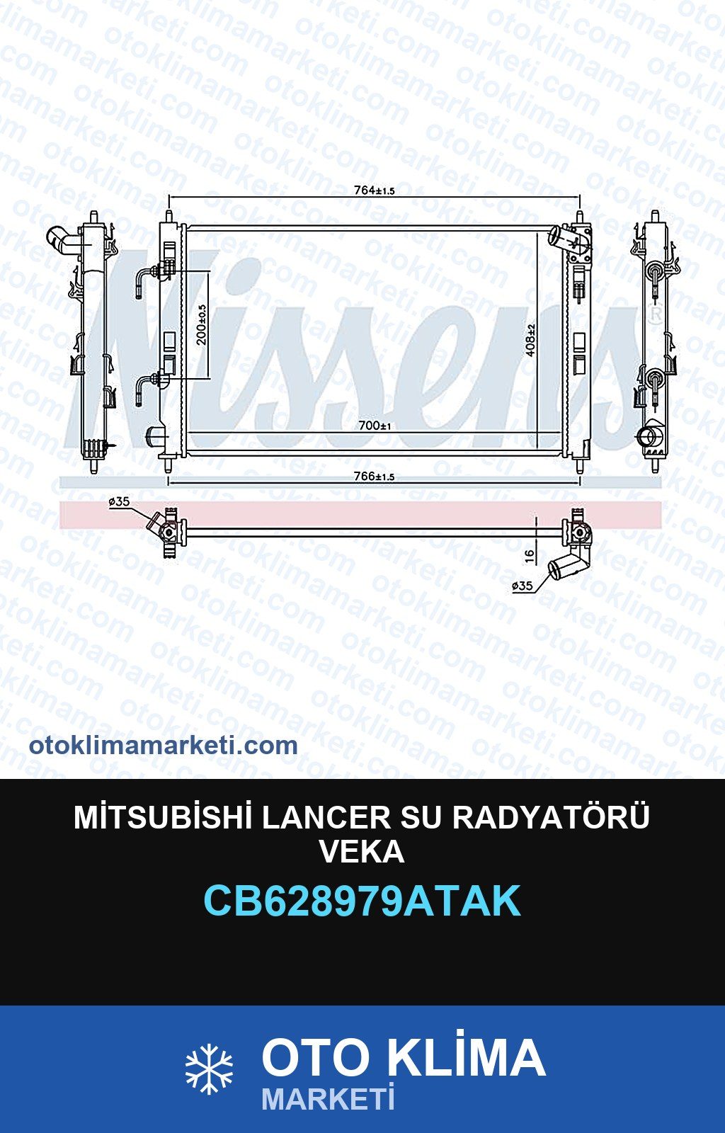 Mitsubishi Lancer Su Radyatörü Veka — SU RADYATÖRÜ — VEKA marka — Uyumlu: MITSUBISHI