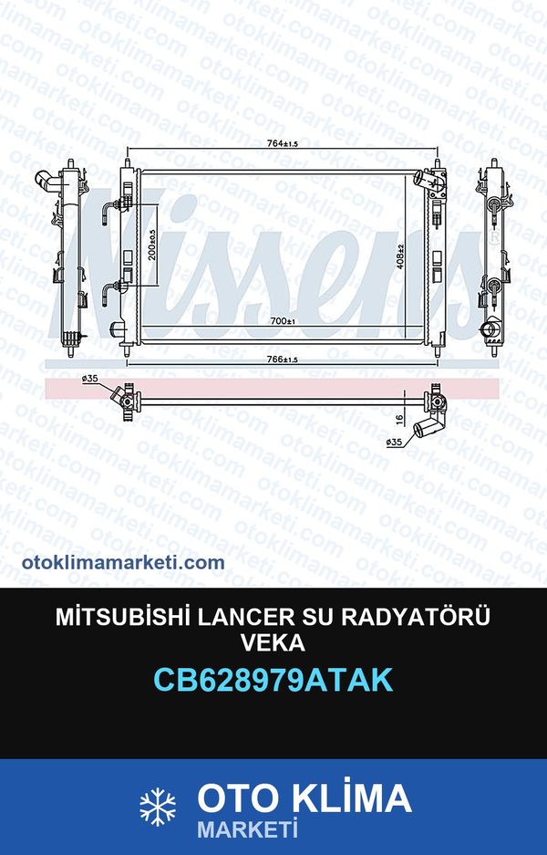 Mitsubishi Lancer Su Radyatörü Veka — SU RADYATÖRÜ — VEKA marka — Uyumlu: MITSUBISHI