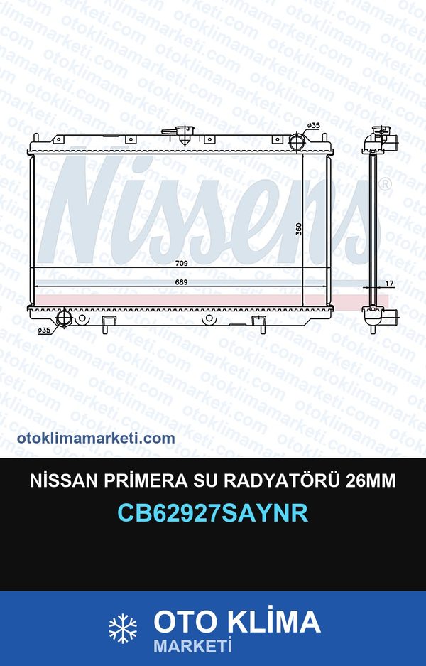 Nissan Primera Su Radyatörü 26MM — SU RADYATÖRÜ — UNICORE marka — Uyumlu: NISSAN