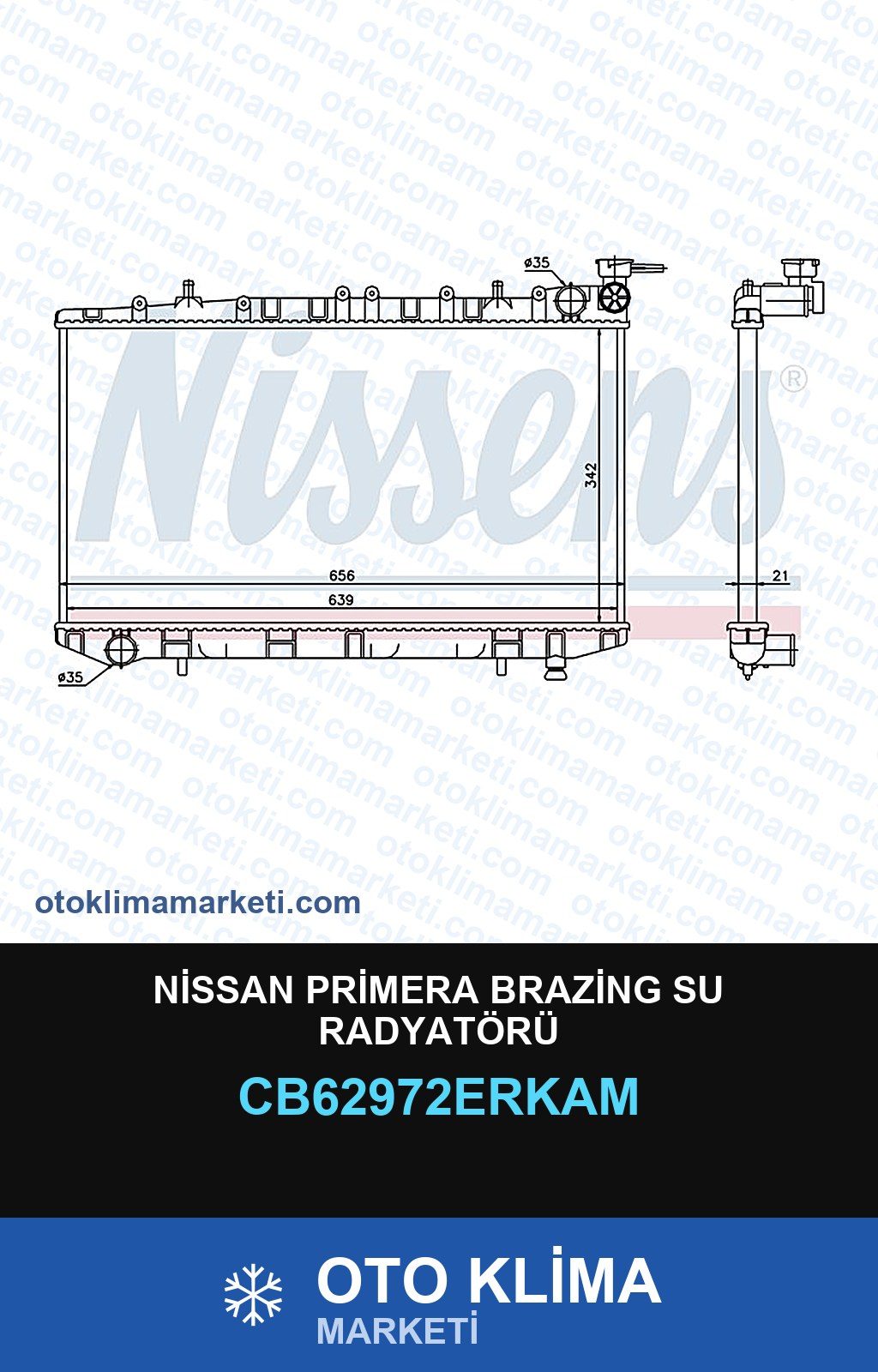 Nissan Primera Brazing Su Radyatörü — SU RADYATÖRÜ — ERKA marka — Uyumlu: NISSAN