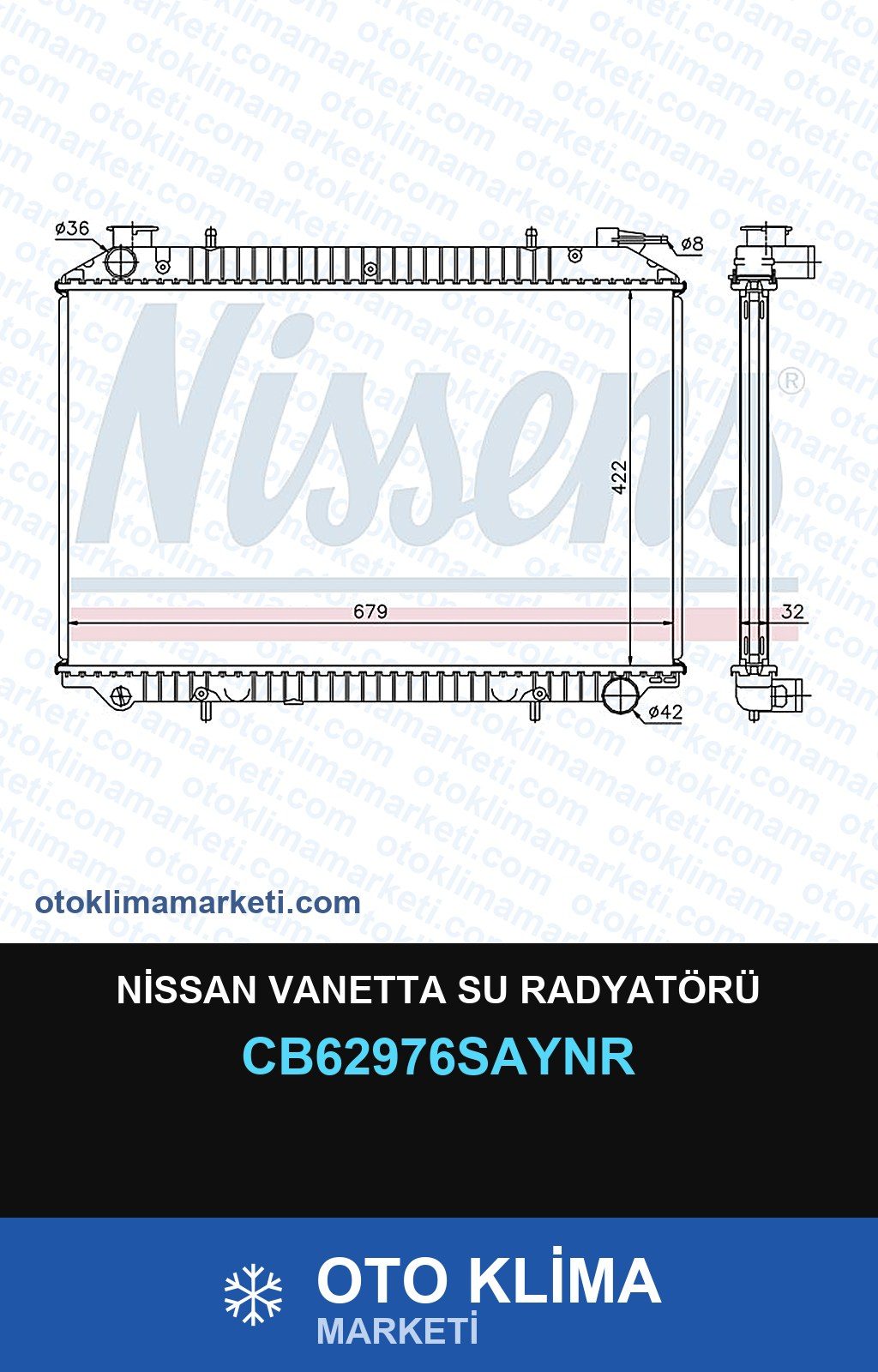 Nissan Vanetta Su Radyatörü — SU RADYATÖRÜ — UNICORE marka — Uyumlu: NISSAN