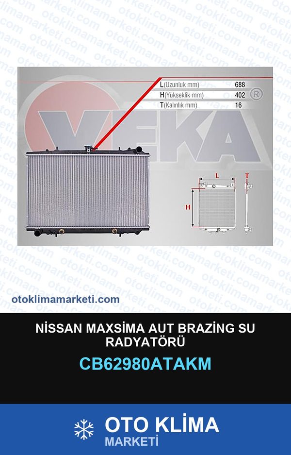 Nissan Maxsima Aut Brazing Su Radyatörü — SU RADYATÖRÜ — VEKA marka — Uyumlu: NISSAN