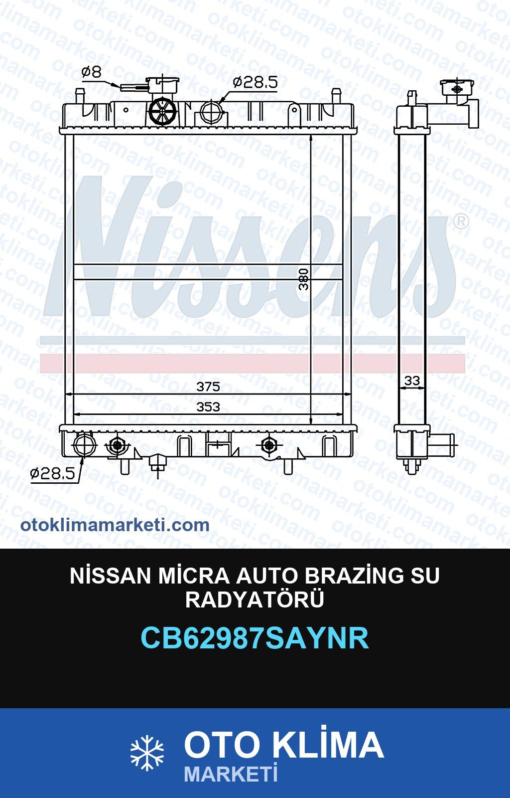Nissan Micra Auto Brazing Su Radyatörü — SU RADYATÖRÜ — UNICORE marka — Uyumlu: NISSAN