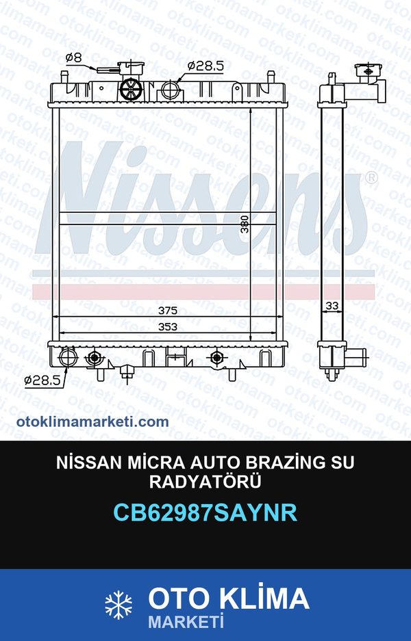 Nissan Micra Auto Brazing Su Radyatörü — SU RADYATÖRÜ — UNICORE marka — Uyumlu: NISSAN