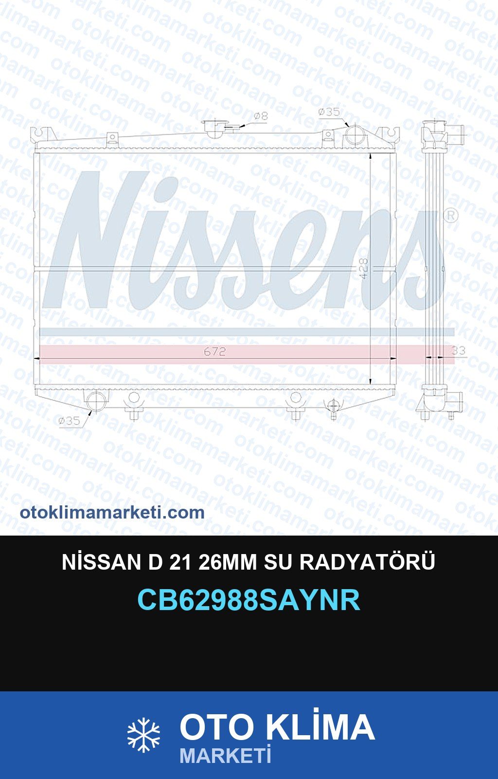Nissan D 21 26MM Su Radyatörü — SU RADYATÖRÜ — UNICORE marka — Uyumlu: NISSAN