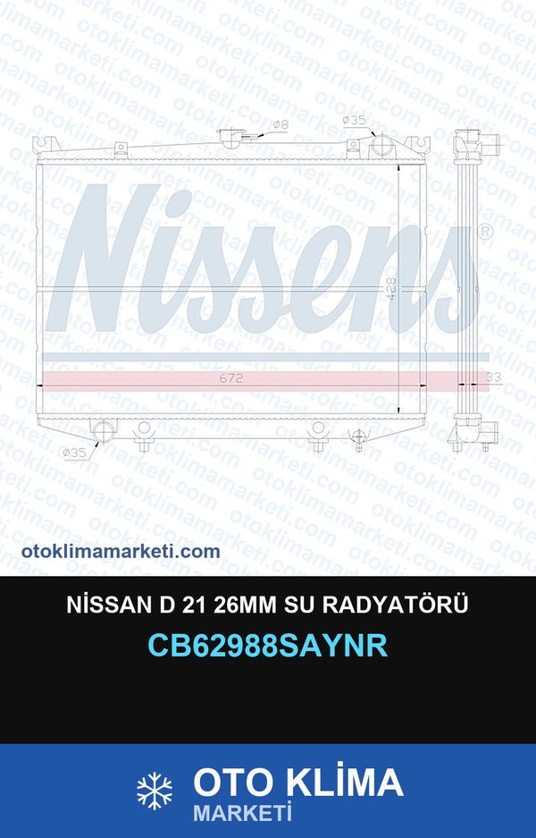 Nissan D 21 26MM Su Radyatörü — SU RADYATÖRÜ — UNICORE marka — Uyumlu: NISSAN