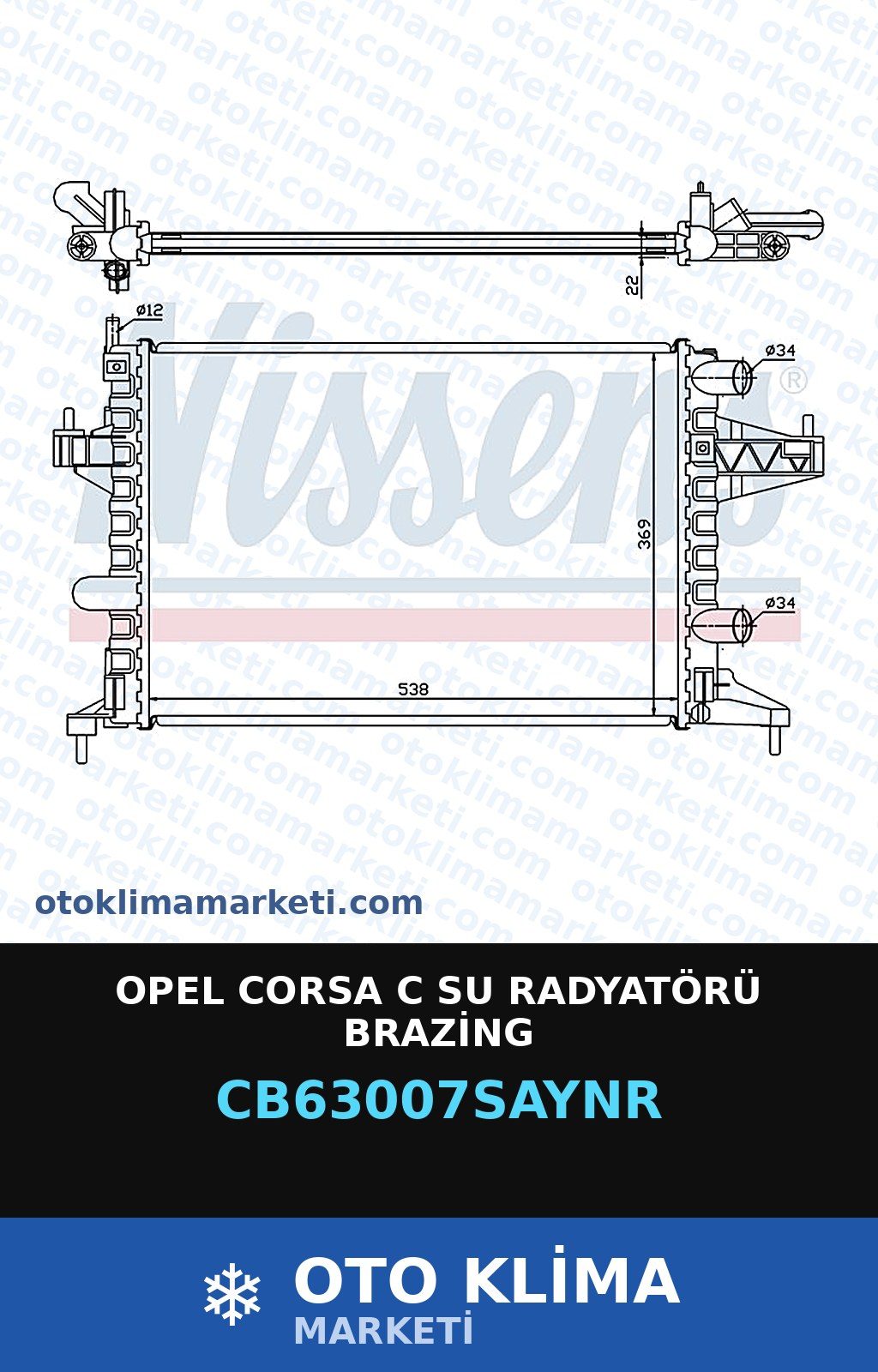 Opel Corsa C Su Radyatörü Brazing — SU RADYATÖRÜ — UNICORE marka — Uyumlu: OPEL