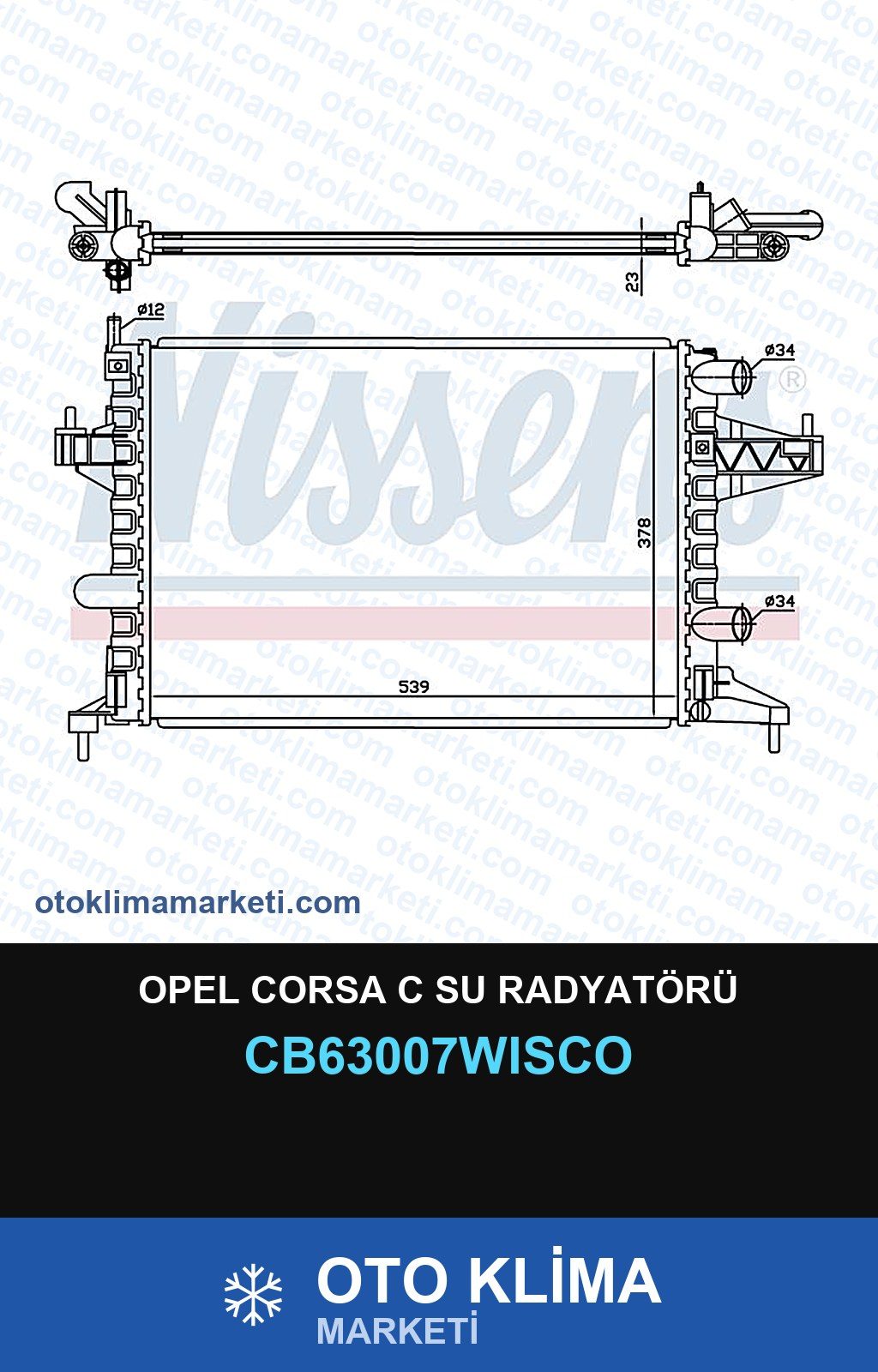 Opel Corsa C Su Radyatörü — SU RADYATÖRÜ — WISCO marka — Uyumlu: OPEL