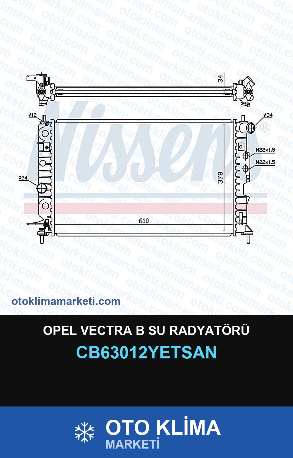 Opel Vectra B Su Radyatörü — SU RADYATÖRÜ — YETSAN marka — Uyumlu: OPEL