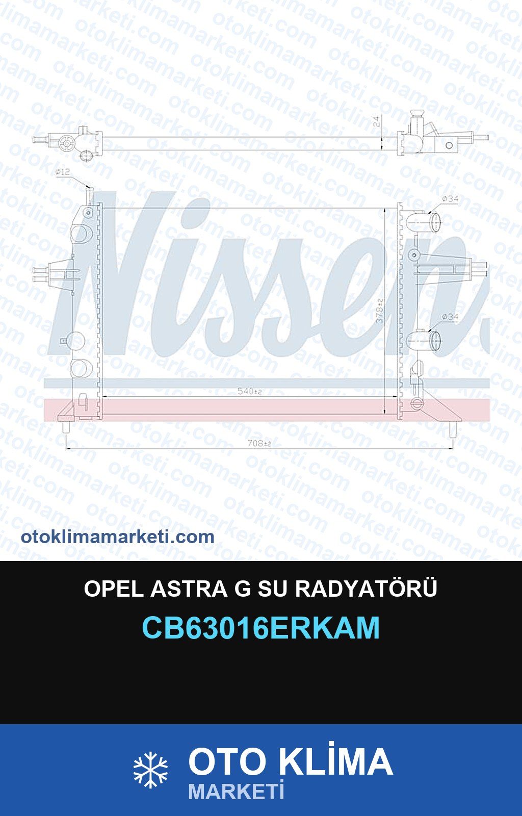 Opel Astra G Su Radyatörü — SU RADYATÖRÜ — ERKA marka — Uyumlu: OPEL