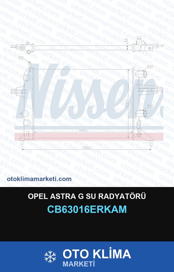 Opel Astra G Su Radyatörü — SU RADYATÖRÜ — ERKA marka — Uyumlu: OPEL