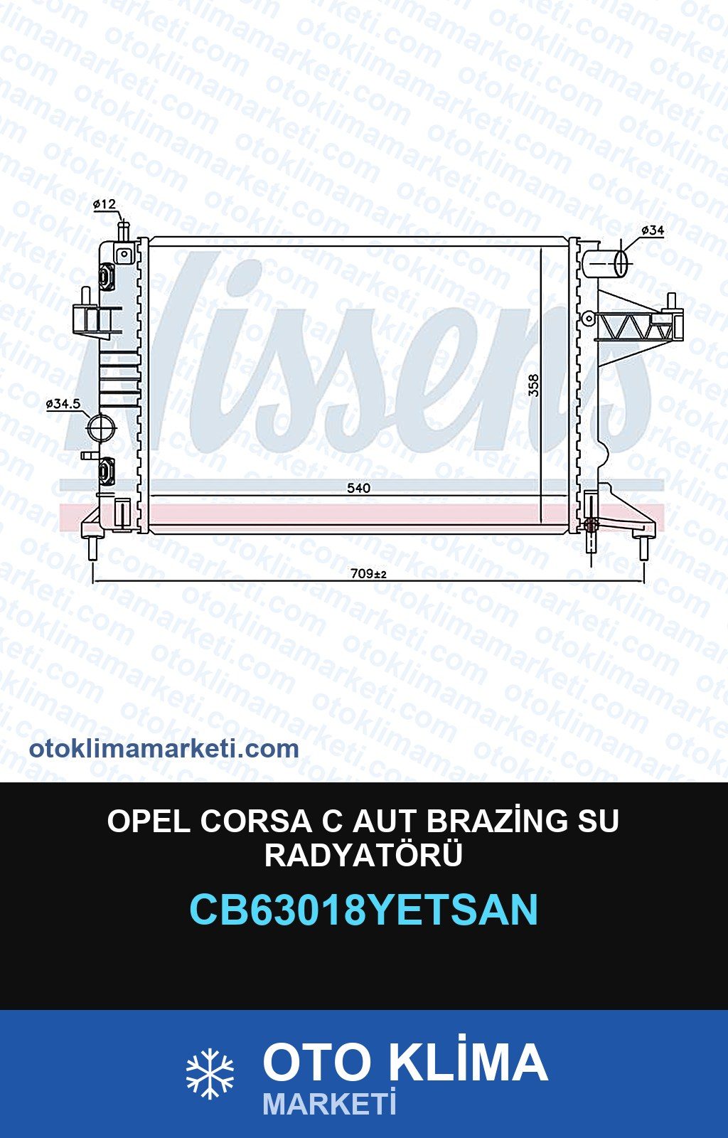 Opel Corsa C Aut Brazing Su Radyatörü — SU RADYATÖRÜ — YETSAN marka — Uyumlu: OPEL