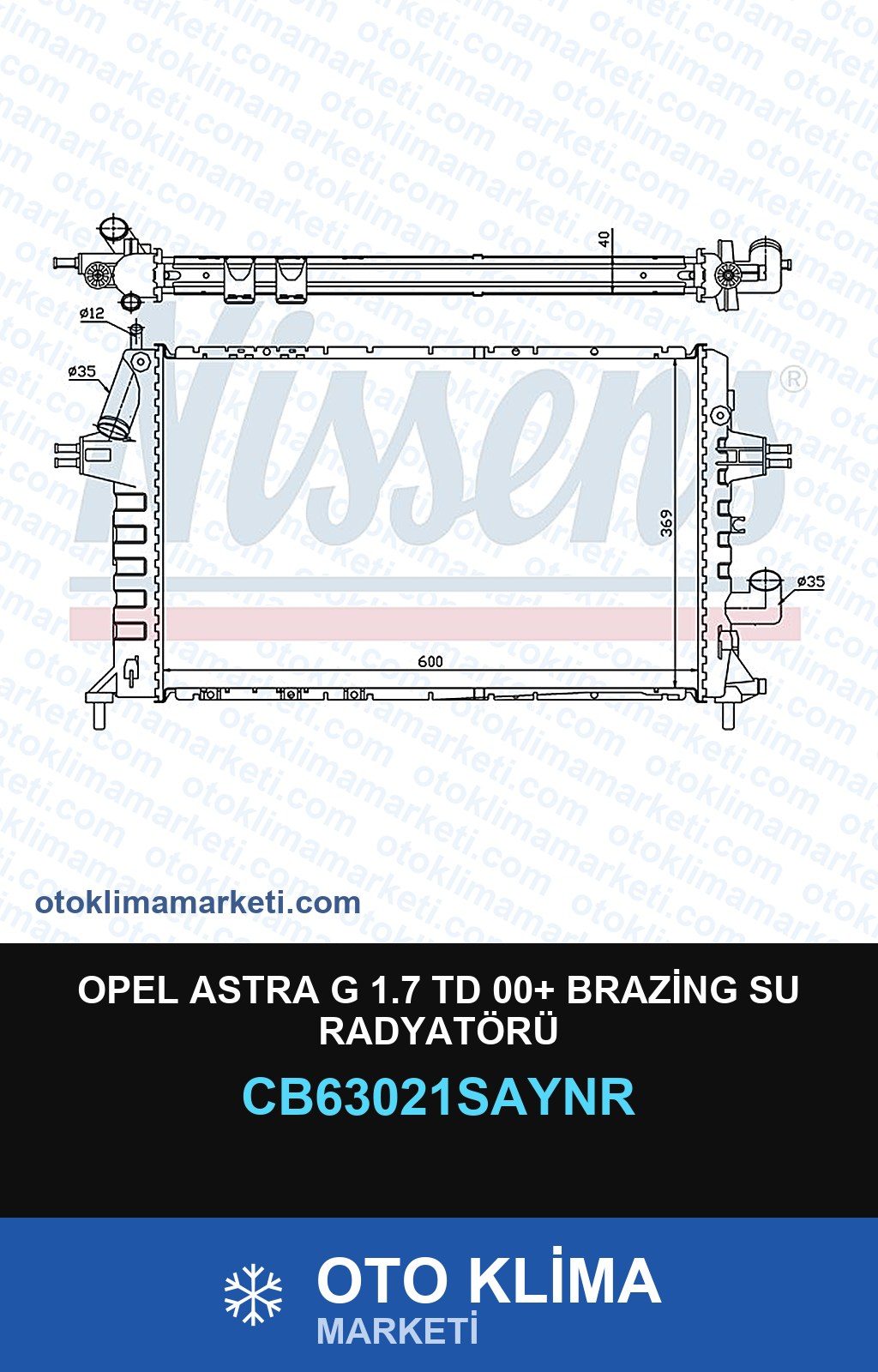 Opel Astra G 1.7 Td 00+ Brazing Su Radyatörü — SU RADYATÖRÜ — UNICORE marka — Uyumlu: OPEL