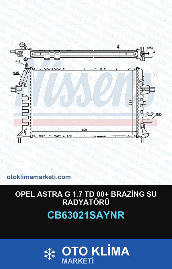 Opel Astra G 1.7 Td 00+ Brazing Su Radyatörü — SU RADYATÖRÜ — UNICORE marka — Uyumlu: OPEL