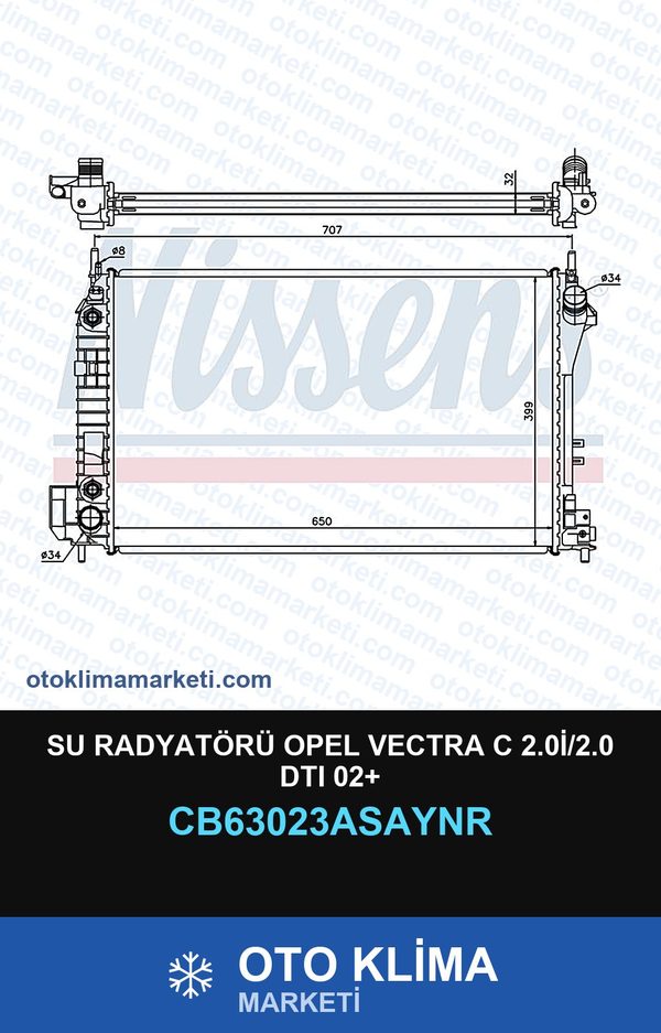 Su Radyatörü Opel Vectra C 2.0İ/2.0 Dtı 02+ — SU RADYATÖRÜ — UNICORE marka — Uyumlu: OPEL