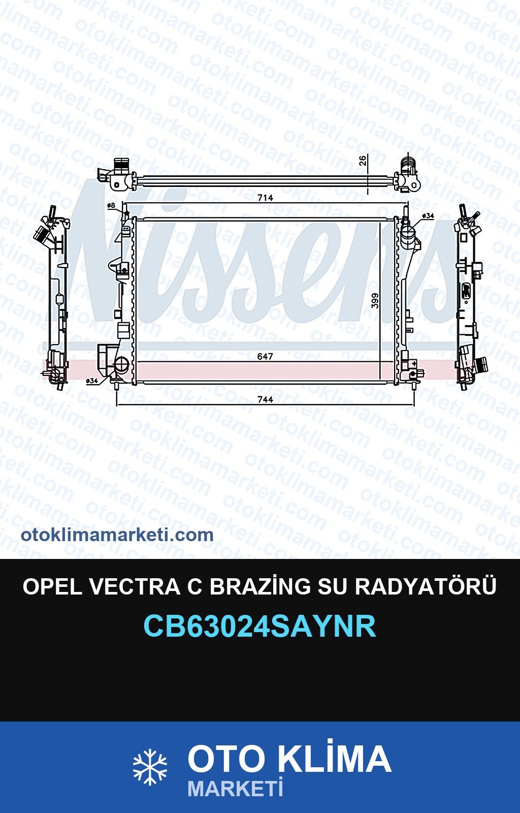 Opel Vectra C Brazing Su Radyatörü — SU RADYATÖRÜ — UNICORE marka — Uyumlu: OPEL