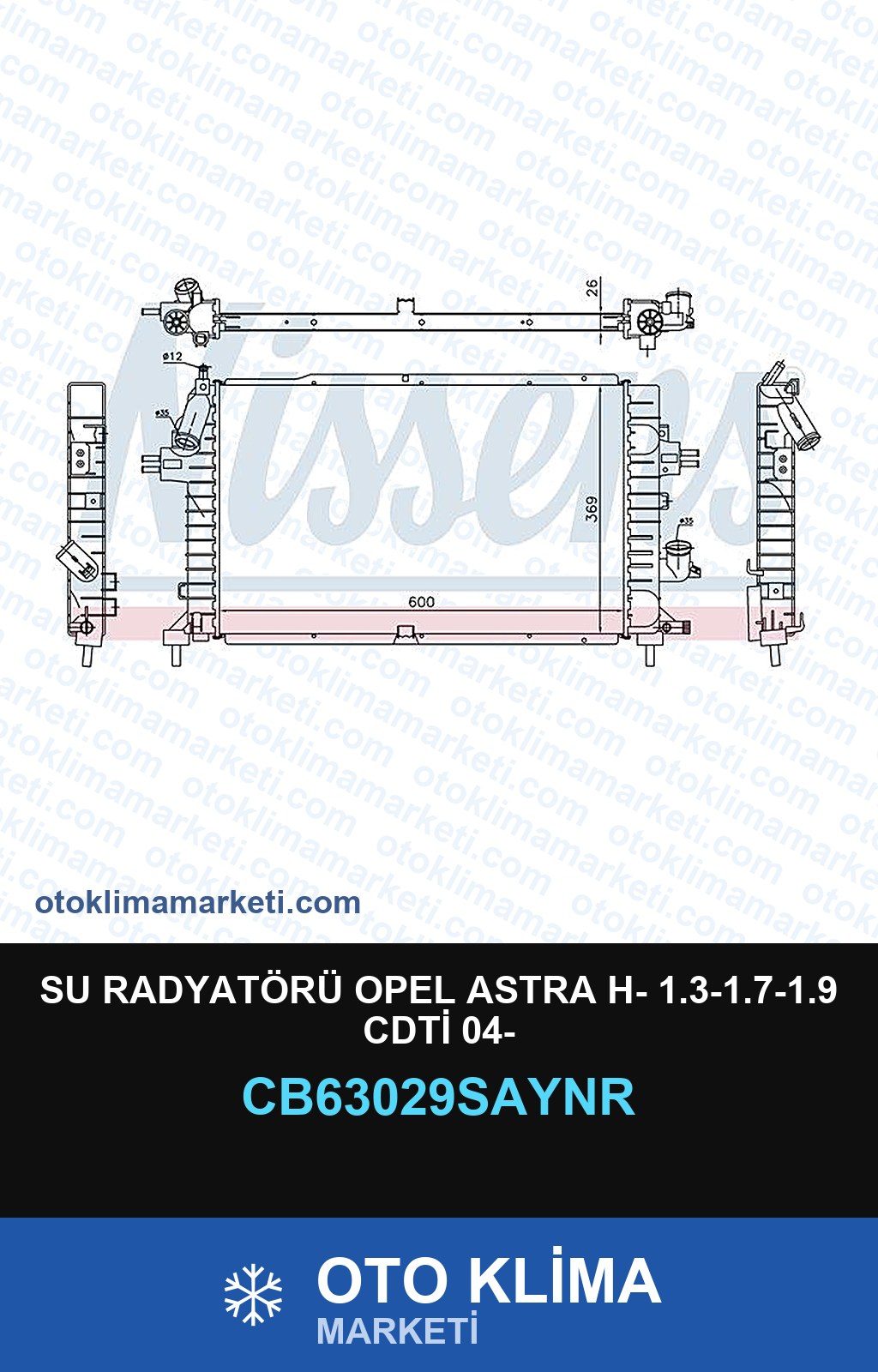 Su Radyatörü Opel Astra H- 1.3-1.7-1.9 CDTİ 04- — SU RADYATÖRÜ — UNICORE marka — Uyumlu: OPEL