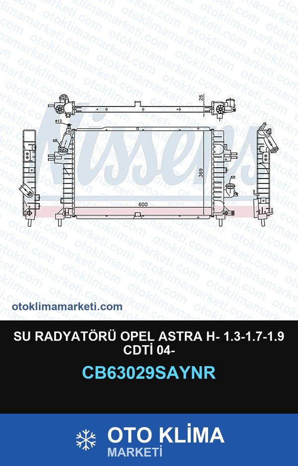Su Radyatörü Opel Astra H- 1.3-1.7-1.9 CDTİ 04- — SU RADYATÖRÜ — UNICORE marka — Uyumlu: OPEL